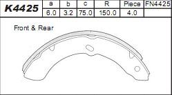 Asimco K4425 - Комплект тормозных колодок, барабанные avtokuzovplus.com.ua