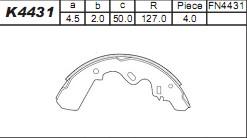 Asimco K4431 - Комплект тормозных колодок, барабанные avtokuzovplus.com.ua