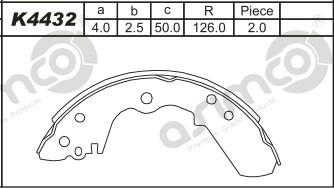 Asimco K4432 - Комплект тормозных колодок, барабанные avtokuzovplus.com.ua