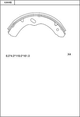 Asimco K4448 - Комплект тормозных колодок, барабанные avtokuzovplus.com.ua
