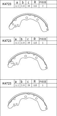 Asimco K4723 - Комплект тормозных колодок, барабанные autodnr.net