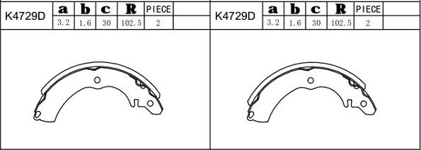 Asimco K4729D - Комплект гальм, барабанний механізм autocars.com.ua