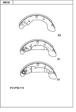 Asimco K6016 - Комплект гальм, барабанний механізм autocars.com.ua