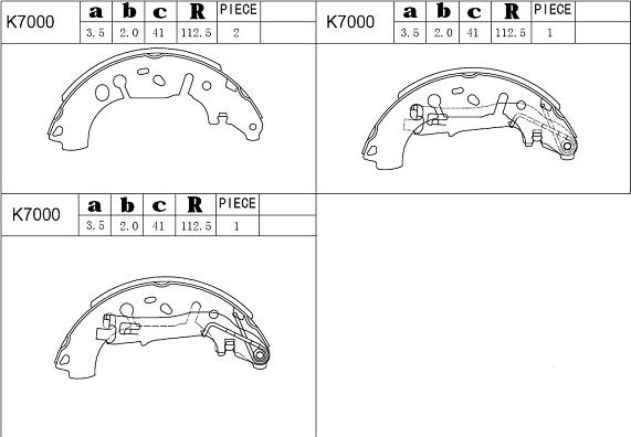 Asimco K7000 - Комплект тормозных колодок, барабанные avtokuzovplus.com.ua