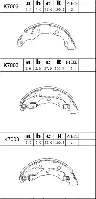 Asimco K7003 - Комплект тормозных колодок, барабанные autodnr.net