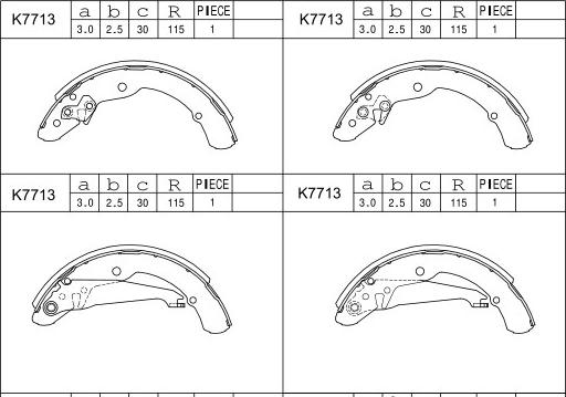 Asimco K7713 - Комплект тормозных колодок, барабанные autodnr.net