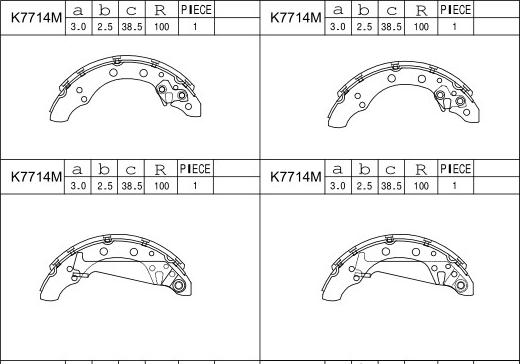 Asimco K7714M - Комплект тормозных колодок, барабанные autodnr.net