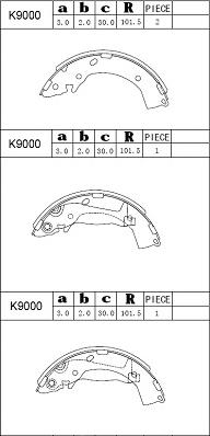 Asimco K9000 - Комплект гальм, барабанний механізм autocars.com.ua