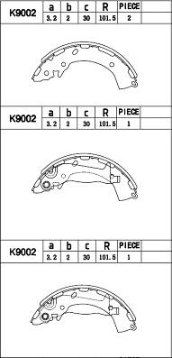 Asimco K9002 - Комплект тормозных колодок, барабанные autodnr.net