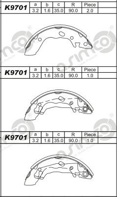 Asimco K9701 - Комплект гальм, барабанний механізм autocars.com.ua