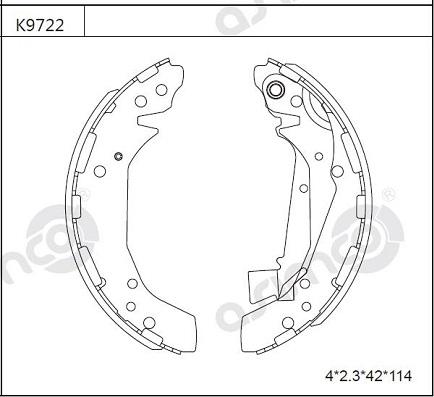 Asimco K9722 - Комплект тормозных колодок, барабанные avtokuzovplus.com.ua