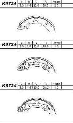 Asimco K9724 - Комплект гальм, барабанний механізм autocars.com.ua