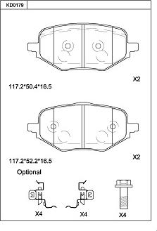 Asimco KD0179 - Тормозные колодки, дисковые, комплект autodnr.net