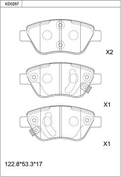 Asimco KD0267 - Тормозные колодки, дисковые, комплект autodnr.net