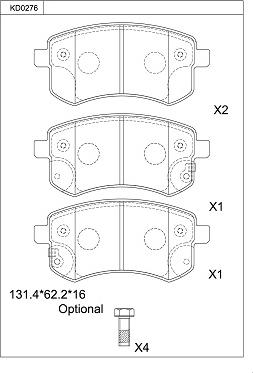 Asimco KD0276 - Гальмівні колодки, дискові гальма autocars.com.ua