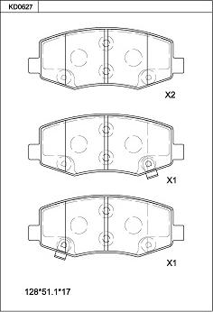 Asimco KD0627 - Гальмівні колодки, дискові гальма autocars.com.ua