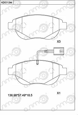 Asimco KD0713W - Гальмівні колодки, дискові гальма autocars.com.ua