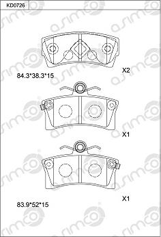 Asimco KD0726 - Гальмівні колодки, дискові гальма autocars.com.ua