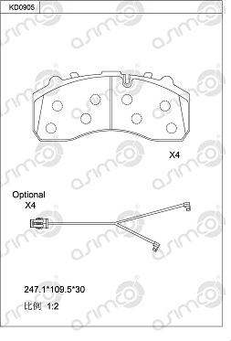 Asimco KD0905 - Тормозные колодки, дисковые, комплект avtokuzovplus.com.ua