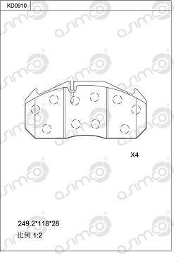 Asimco KD0910 - Тормозные колодки, дисковые, комплект avtokuzovplus.com.ua