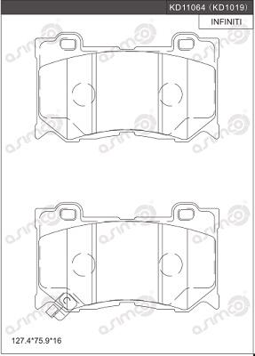 Asimco KD1019 - Тормозные колодки, дисковые, комплект avtokuzovplus.com.ua