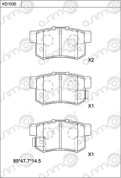 Asimco KD1030 - Тормозные колодки, дисковые, комплект autodnr.net