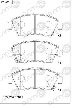 Asimco KD1055 - Гальмівні колодки, дискові гальма autocars.com.ua