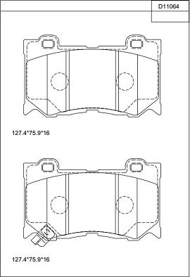 Asimco KD11064 - Тормозные колодки, дисковые, комплект avtokuzovplus.com.ua