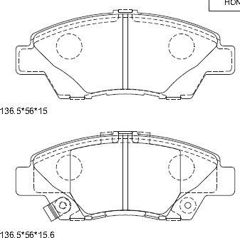 Asimco KD1506 - Тормозные колодки, дисковые, комплект avtokuzovplus.com.ua