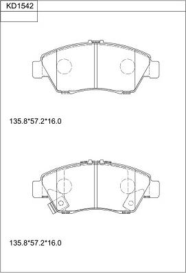 Asimco KD1542 - Тормозные колодки, дисковые, комплект avtokuzovplus.com.ua