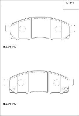 Asimco KD1544 - Тормозные колодки, дисковые, комплект avtokuzovplus.com.ua