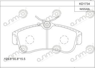 Asimco KD1734 - Гальмівні колодки, дискові гальма autocars.com.ua