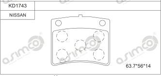 Asimco KD1743 - Тормозные колодки, дисковые, комплект avtokuzovplus.com.ua