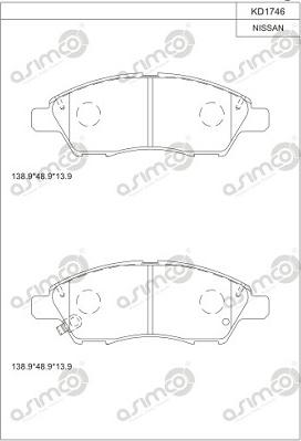 Asimco KD1746 - Гальмівні колодки, дискові гальма autocars.com.ua