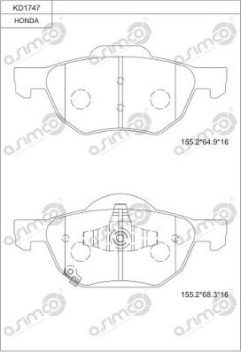 Asimco KD1747 - Тормозные колодки, дисковые, комплект autodnr.net