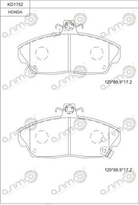 Asimco KD1752 - Тормозные колодки, дисковые, комплект autodnr.net