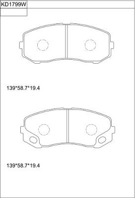 Asimco KD1799W - Гальмівні колодки, дискові гальма autocars.com.ua