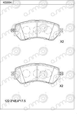 Asimco KD2004 - Тормозные колодки, дисковые, комплект avtokuzovplus.com.ua