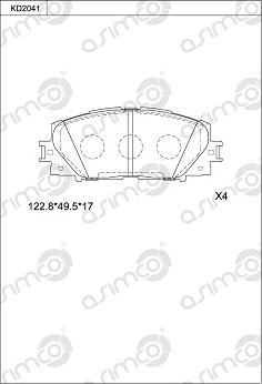 Asimco KD2041 - Гальмівні колодки, дискові гальма autocars.com.ua