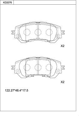 Asimco KD2076 - Тормозные колодки, дисковые, комплект avtokuzovplus.com.ua