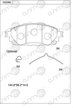 Asimco KD2082 - Тормозные колодки, дисковые, комплект autodnr.net