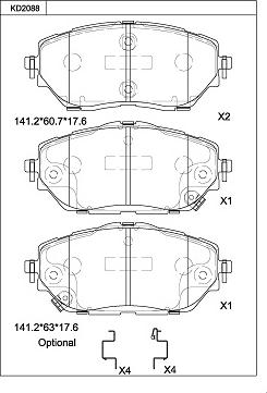 Asimco KD2088 - Тормозные колодки, дисковые, комплект autodnr.net