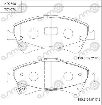 Asimco KD2508 - Гальмівні колодки, дискові гальма autocars.com.ua