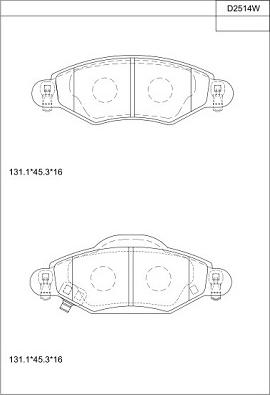 Asimco KD2514W - Гальмівні колодки, дискові гальма autocars.com.ua