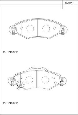 Asimco KD2514 - Гальмівні колодки, дискові гальма autocars.com.ua