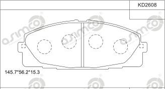 Asimco KD2608 - Тормозные колодки, дисковые, комплект avtokuzovplus.com.ua