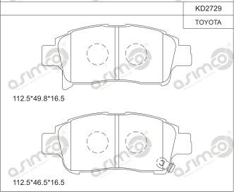 Asimco KD2729 - Гальмівні колодки, дискові гальма autocars.com.ua