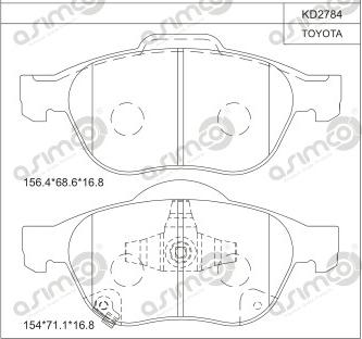 Asimco KD2784 - Гальмівні колодки, дискові гальма autocars.com.ua