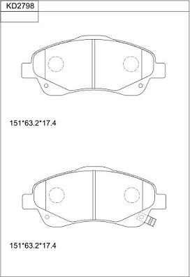 Asimco KD2798 - Гальмівні колодки, дискові гальма autocars.com.ua