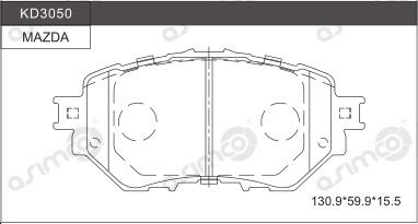 Asimco KD3050 - Тормозные колодки, дисковые, комплект avtokuzovplus.com.ua